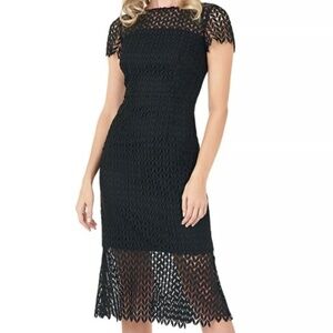 Kay Unger |Tatum Floral Lace Midi Dress.‎